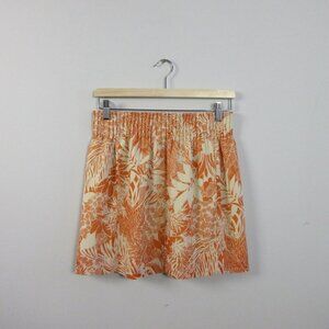 Club Monaco Floral Mini Skirt Women 4 Orange 100% Silk Tropical Beach 124